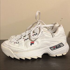 Fila White Chunky Sneakers with Logo Accents